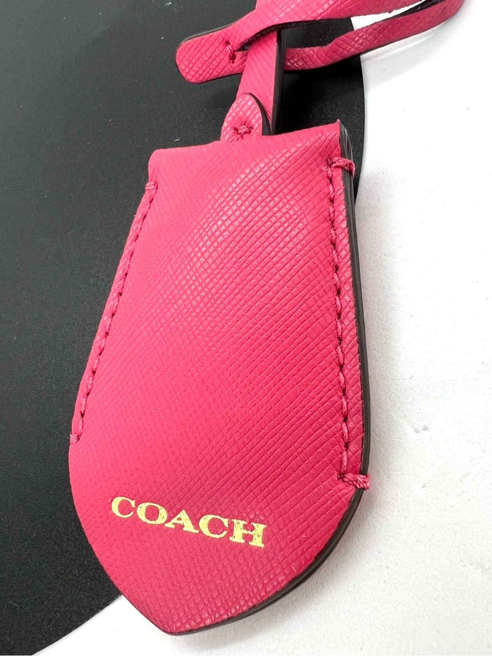 Coach Hot Pink Crossgrain Leather Clochette Key Bell Bag Charm Keyring